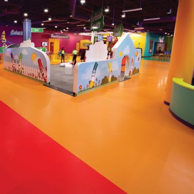 The decorative floor of Crayola Family Park in Orlando, Florida