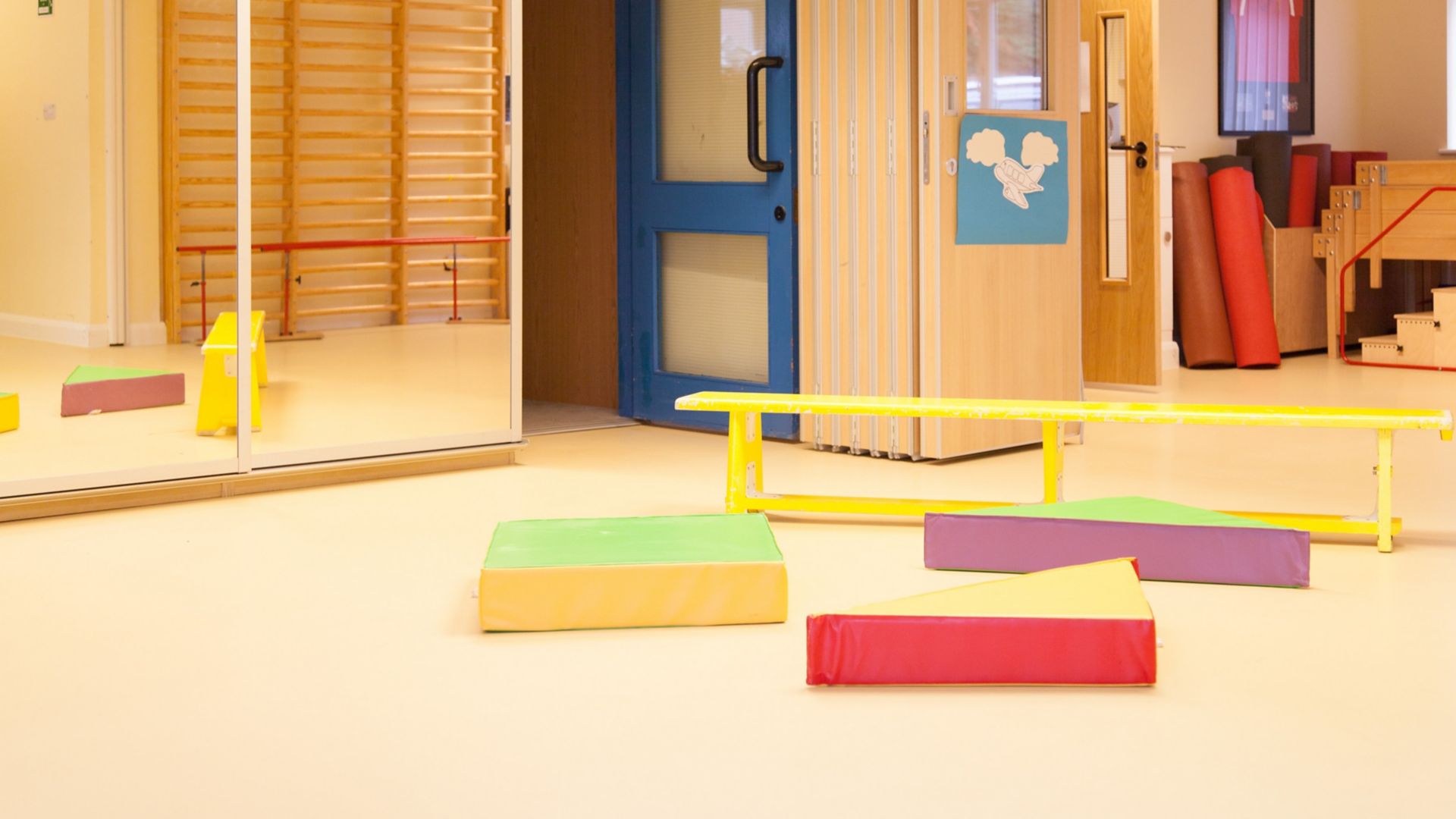 Classroom floor of Stick 'n' Step Charity School in Merseyside, UK