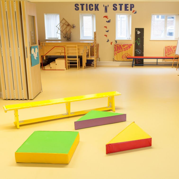 Classroom floor of Stick 'n' Step Charity School in Merseyside, UK