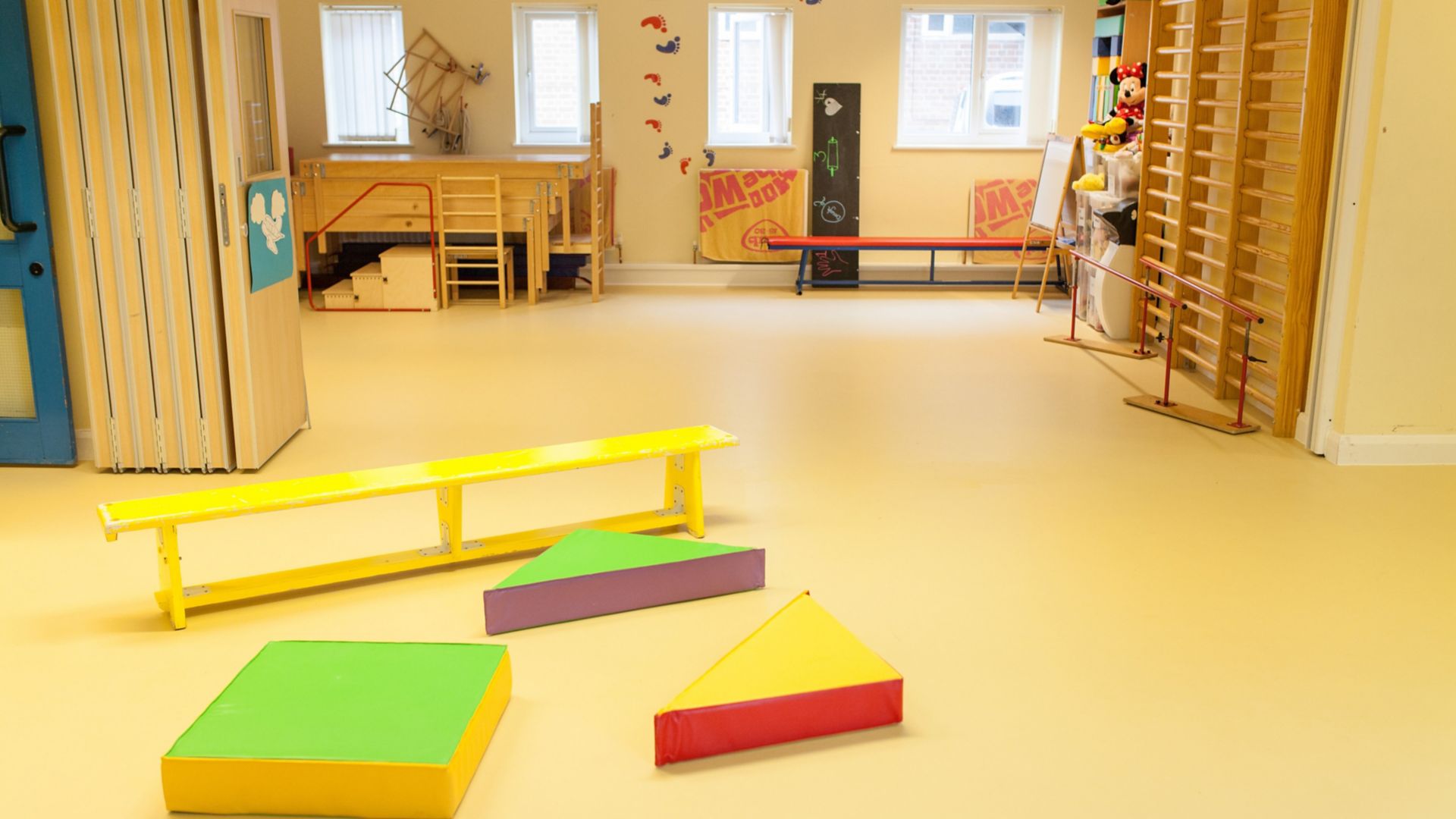 Classroom floor of Stick 'n' Step Charity School in Merseyside, UK