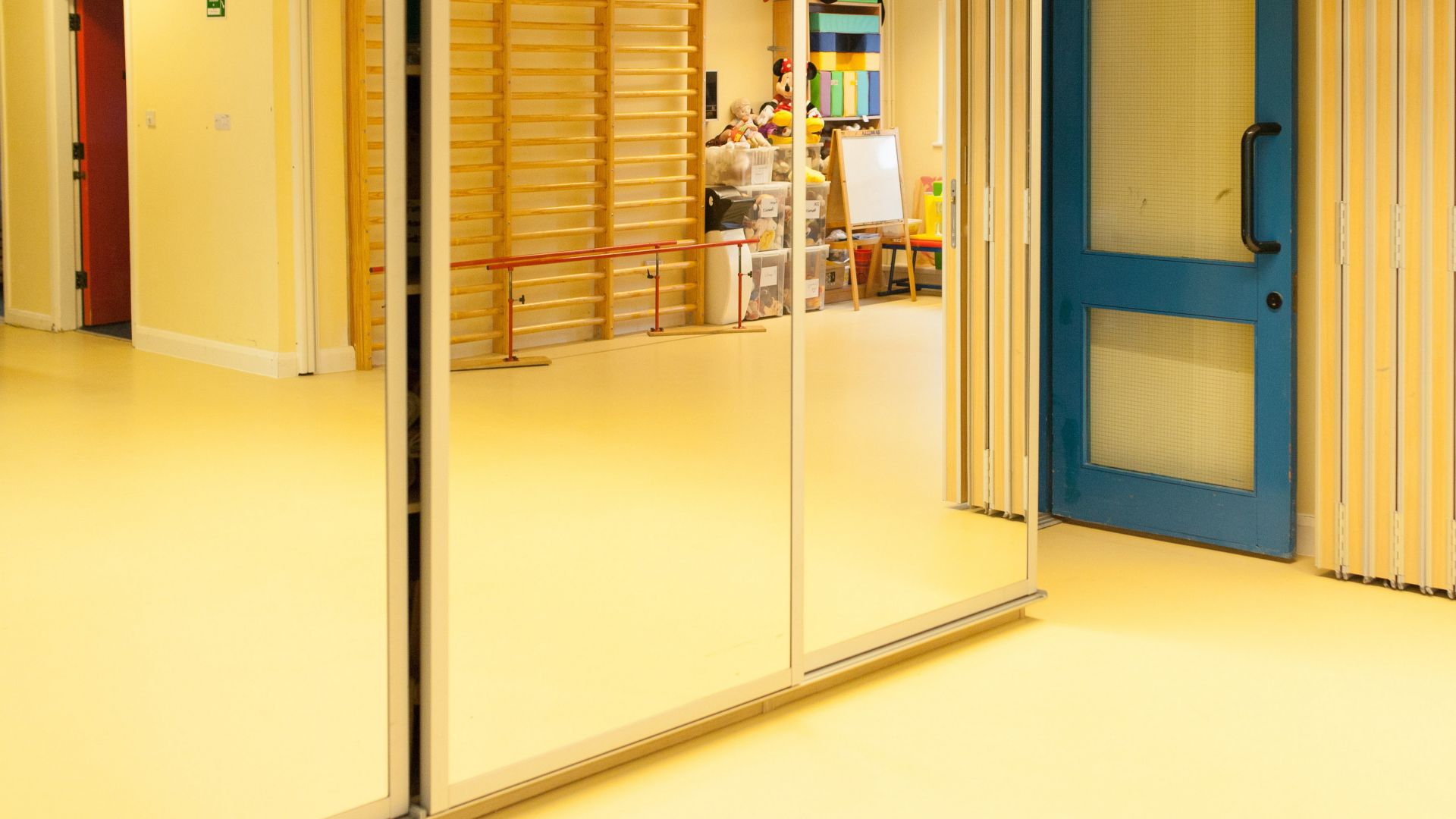 Classroom floor of Stick 'n' Step Charity School in Merseyside, UK