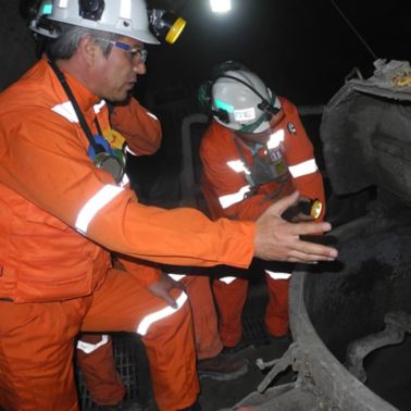 Cosntruction workers in the El Teniente Mine in Chile