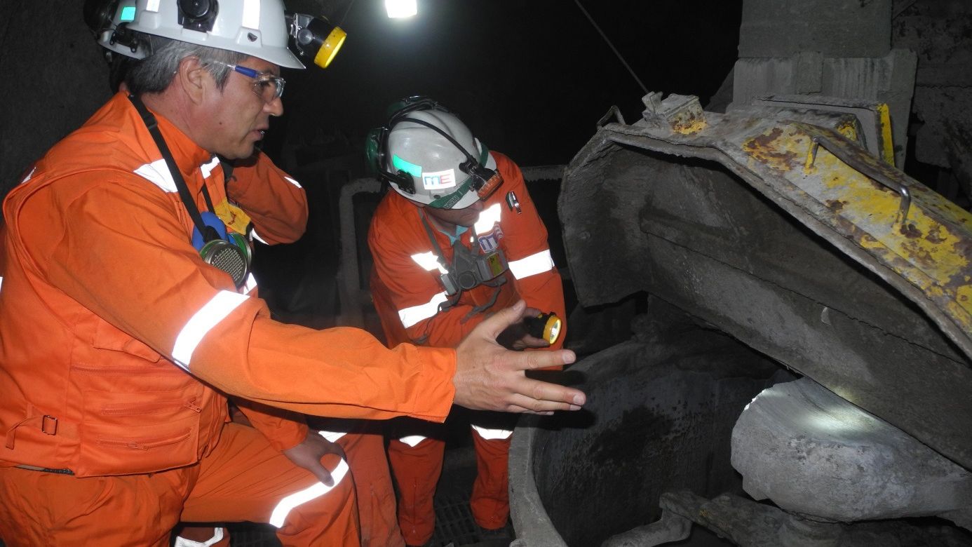 Cosntruction workers in the El Teniente Mine in Chile