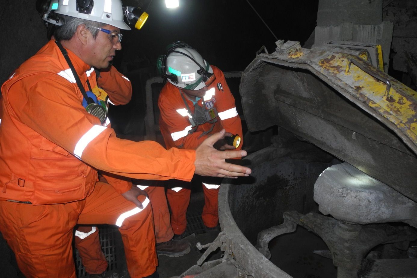 Cosntruction workers in the El Teniente Mine in Chile
