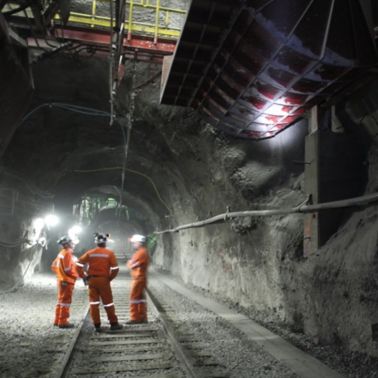 Cosntruction workers in the El Teniente Mine in Chile