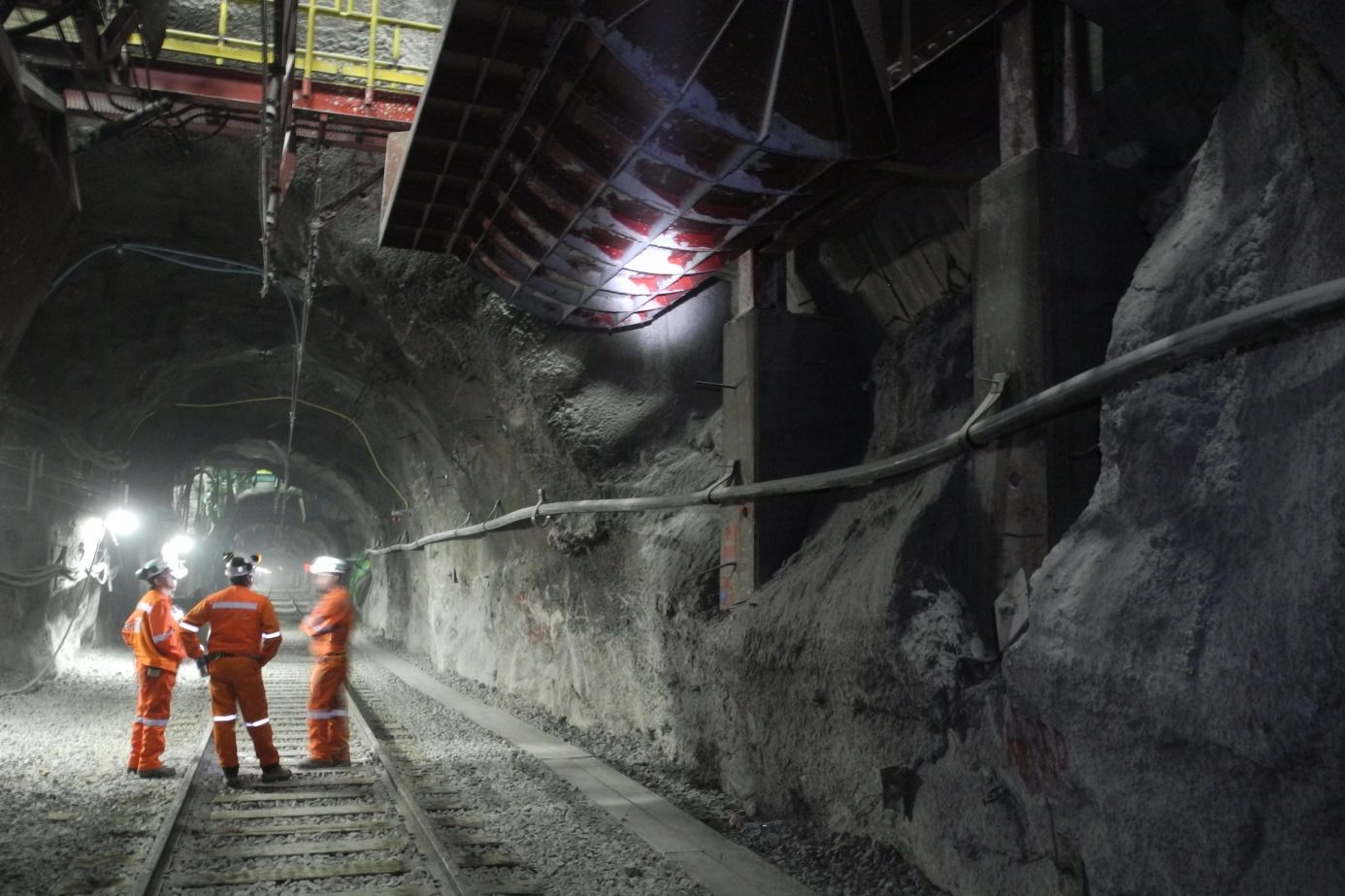 Cosntruction workers in the El Teniente Mine in Chile