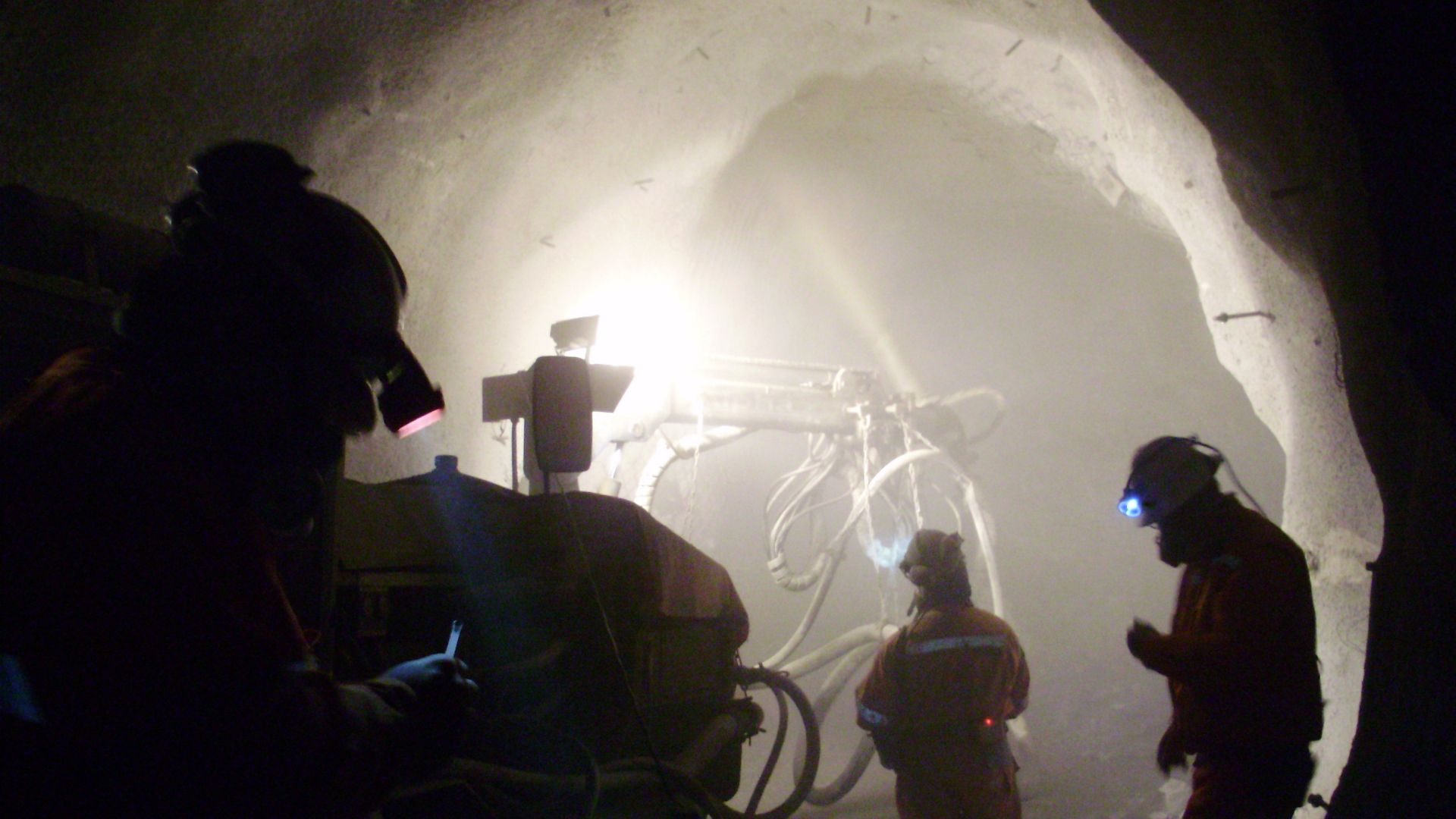 Workers applying Sika Shotcrete in the El Teniente Mine in Chile