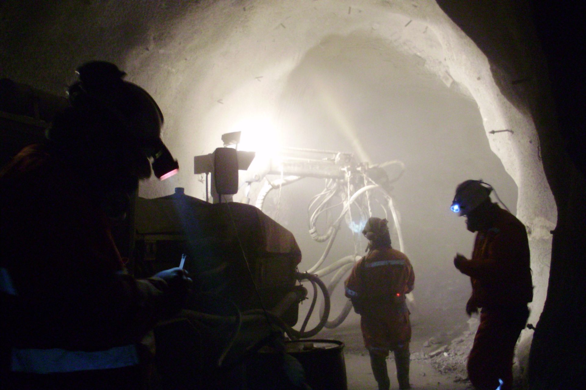 Workers applying Sika Shotcrete in the El Teniente Mine in Chile