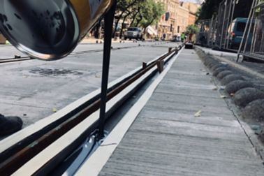 Fixing tram rail wiht epoxy grouting