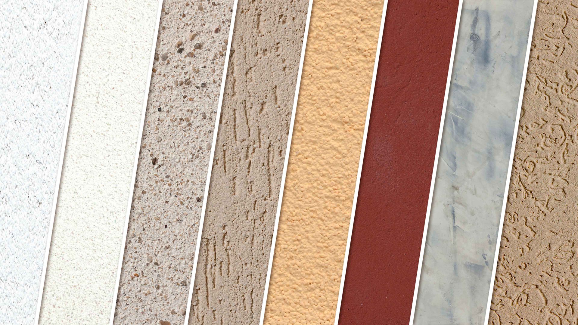 Palette of color texture finish options for facade finishing