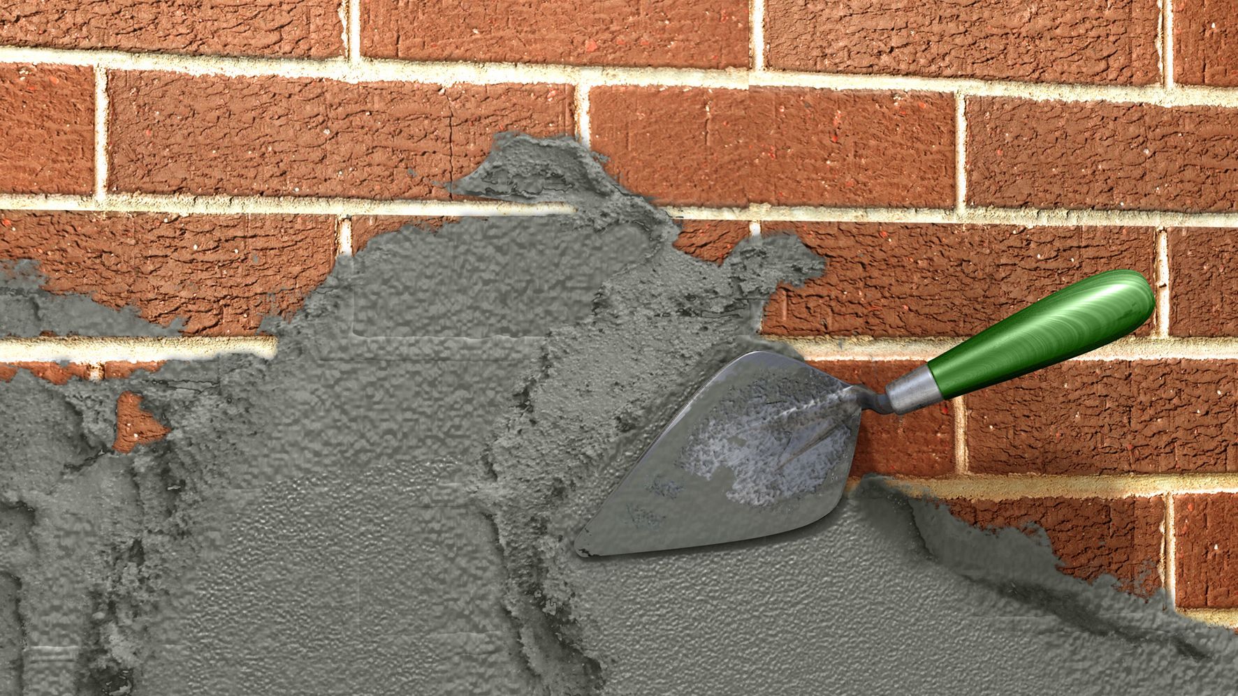 Illustration of SikaMur® mortar for brick wall leveling with trowel
