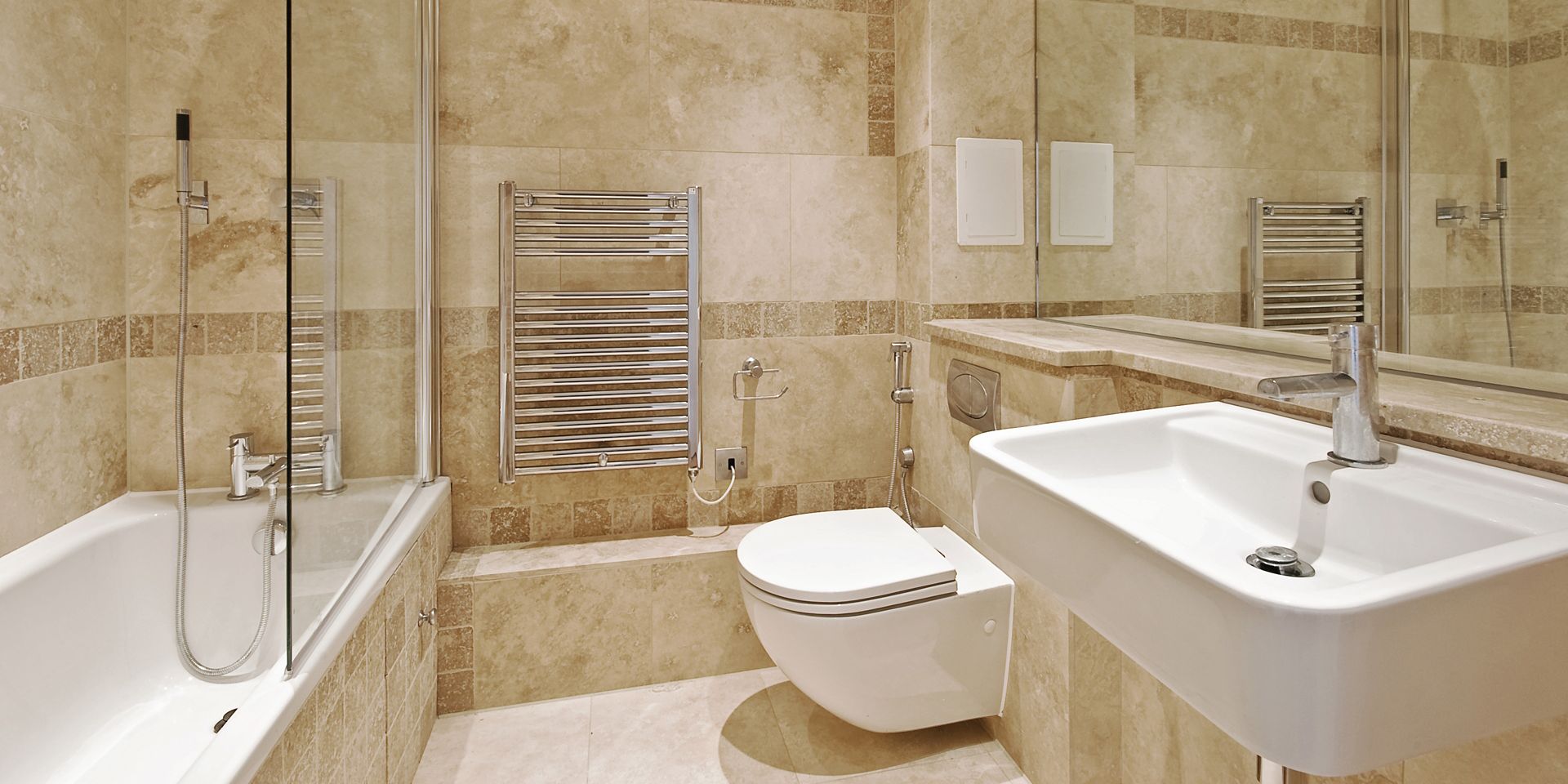 Finished tiled  bathroom
