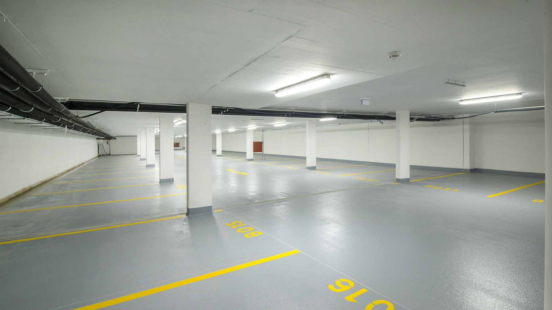 The floor of a car parking garage in Linz, Austria