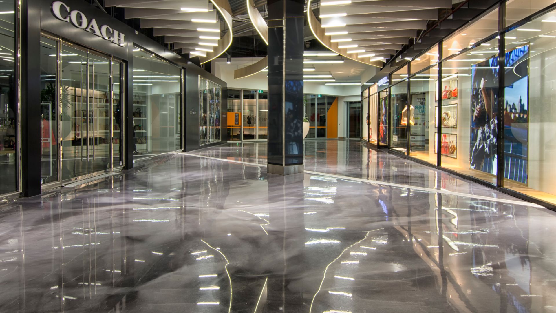 Metallic floor coated with Sikafloor in DFO Homebush shopping center