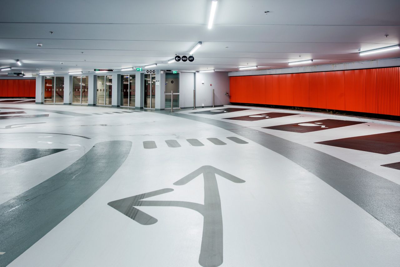 Sika flooring system in parking garage Lammermarkt in Leiden Netherlands