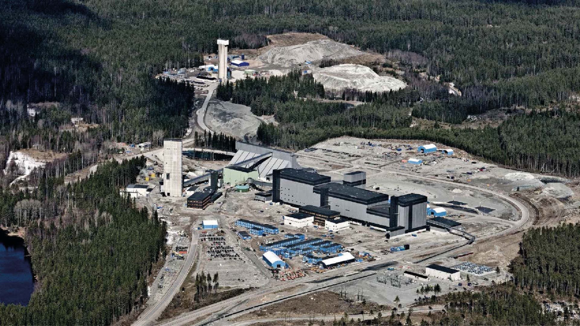 The new Garpenberg Norra industrial site including the ore concentrator, new shaft, electrical sub-station and the paste plant
