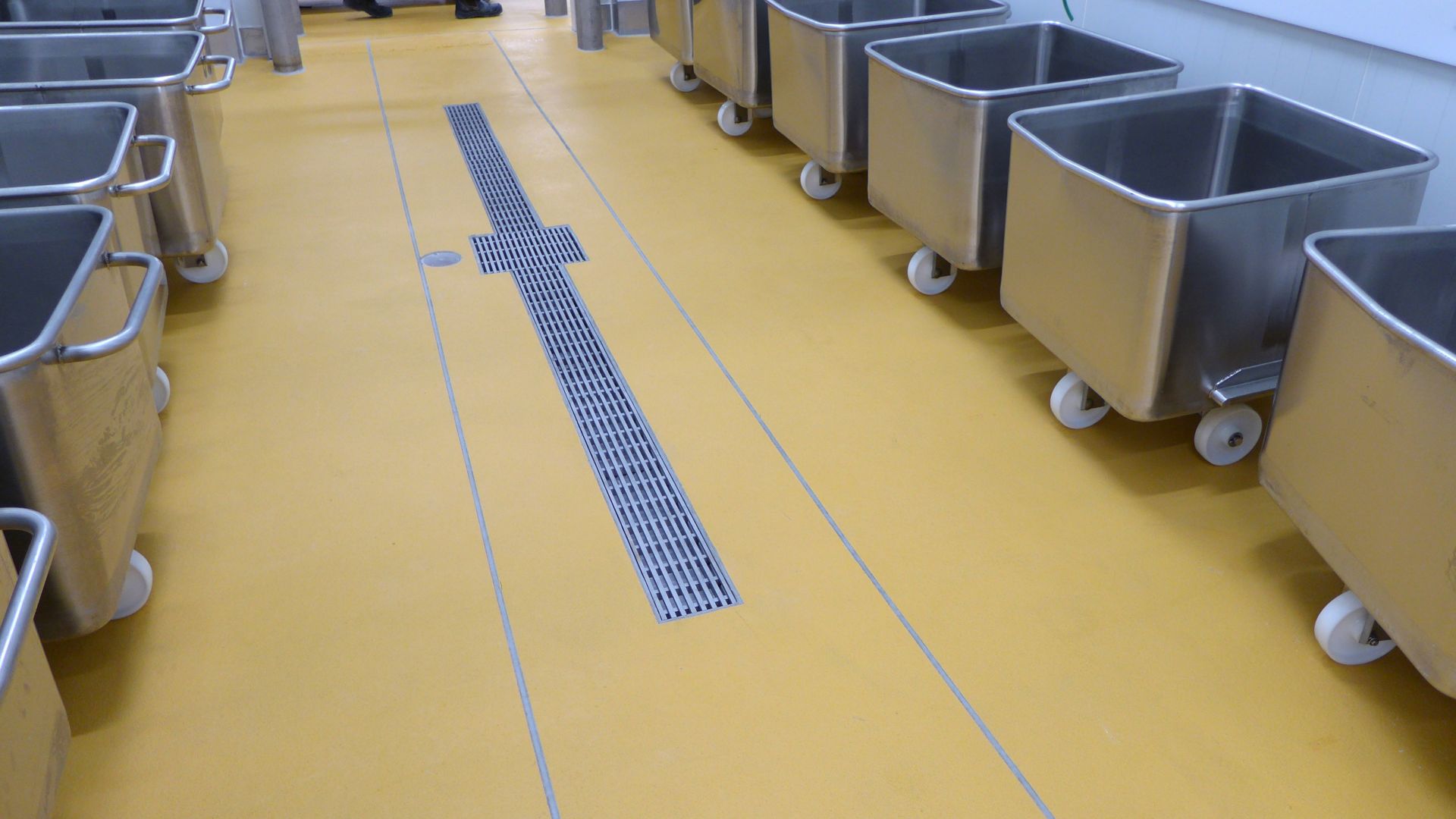 Channels and drains used in industrial flooring