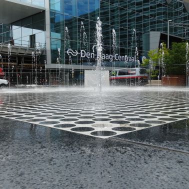 Fountain at the Hague Central Station in The Netherlands
