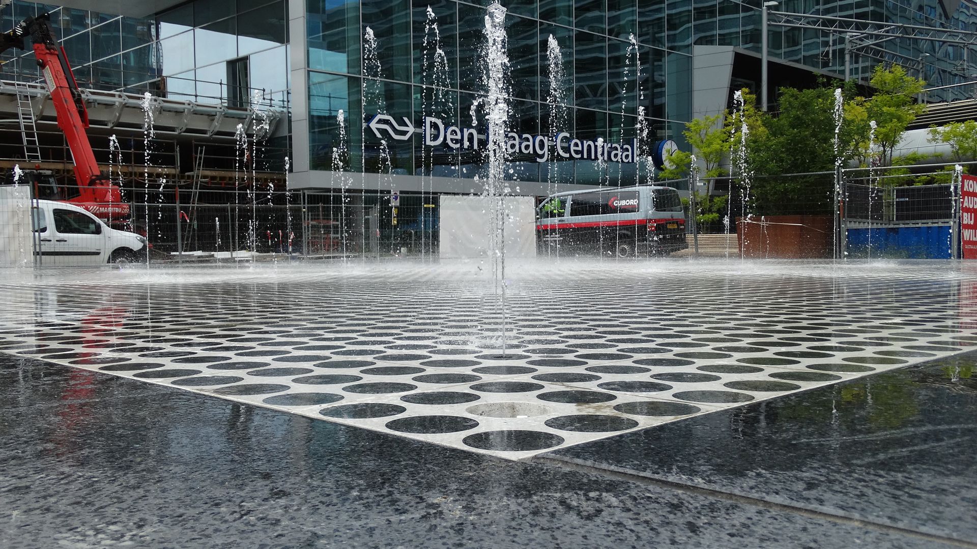 Fountain at the Hague Central Station in The Netherlands