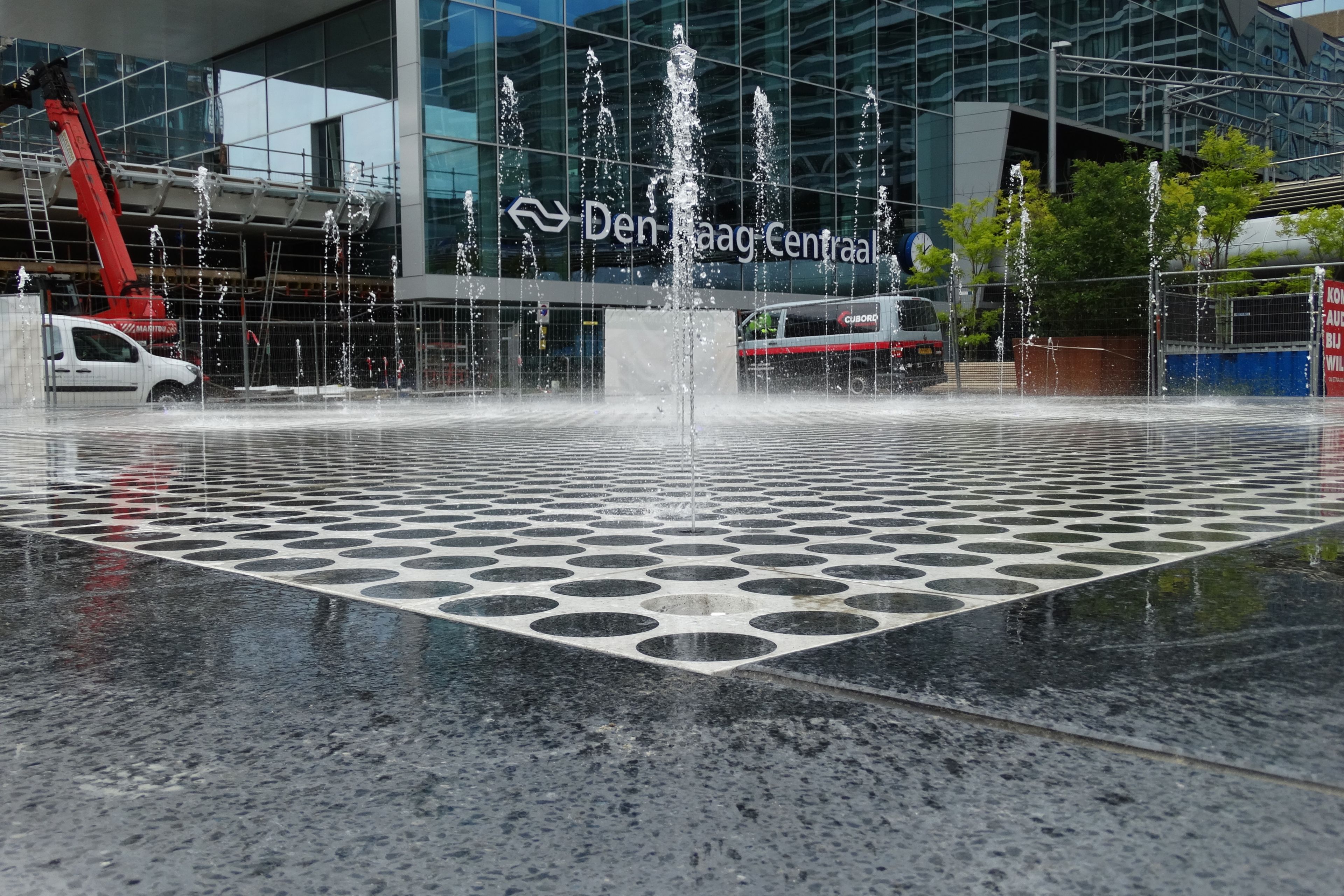 Fountain at the Hague Central Station in The Netherlands