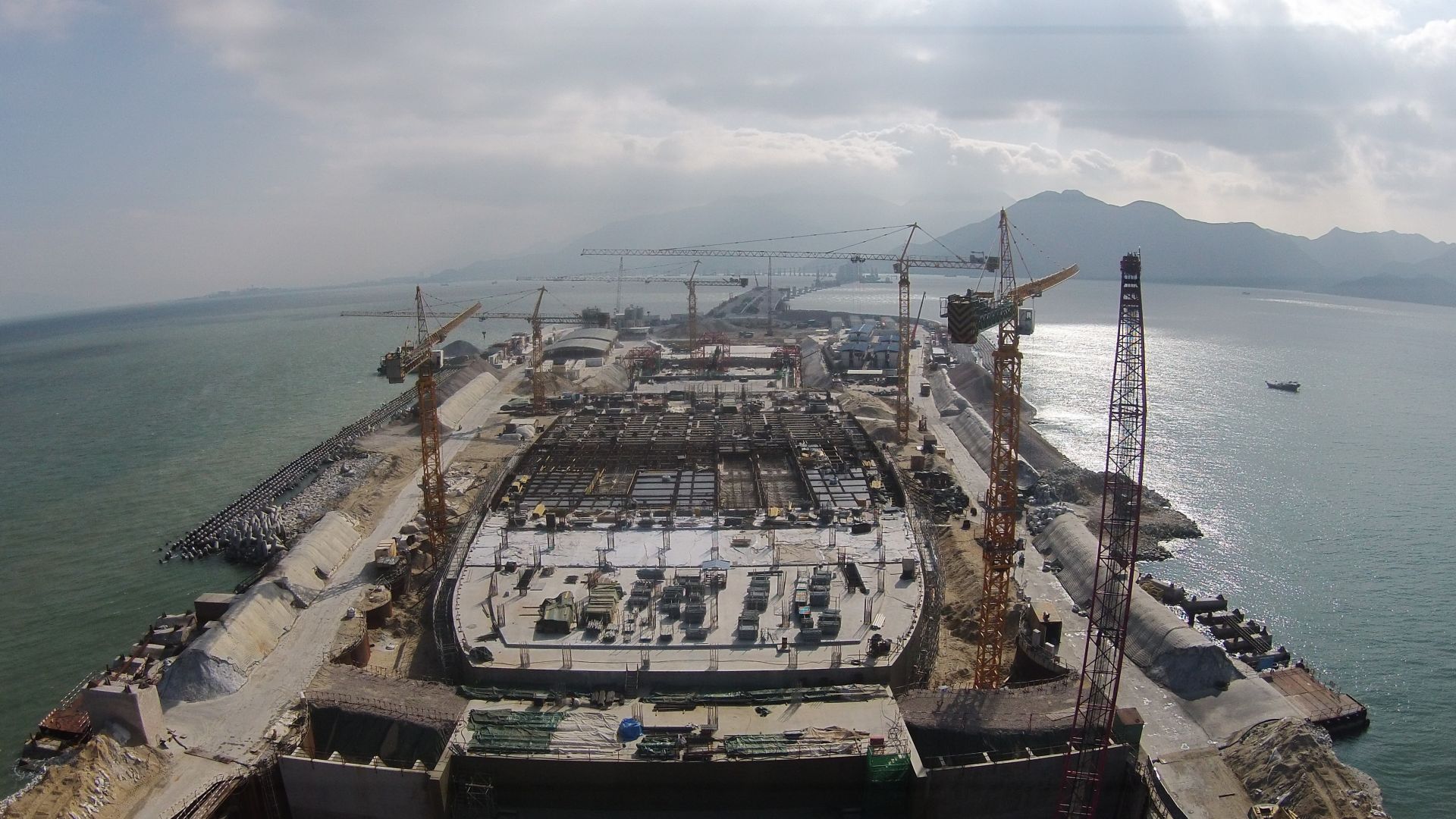 Construction site at Hong Kong–Zhuhai–Macau Bridge