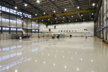 Industrial floor coating with Sikafloor high performance flooring system in aircraft hangar