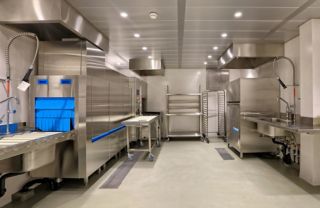   Industrial floor coating applied in the kitchen.