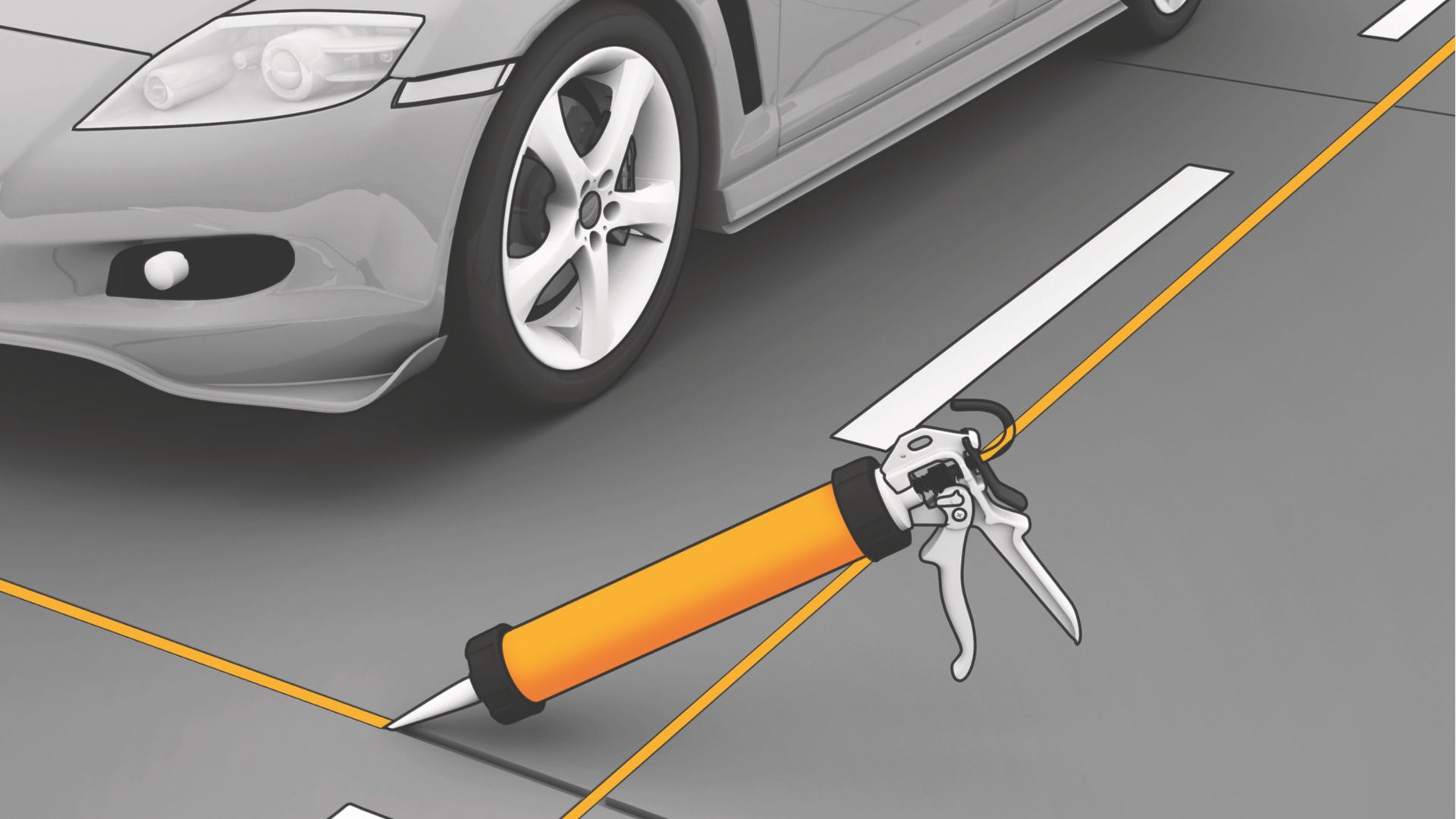 Sealing connection joints in parking garage traffic area with Sikaflex elastic joint sealant