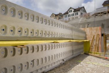 Sika waterbar yellow joint waterproofing at concrete foundation on construction site