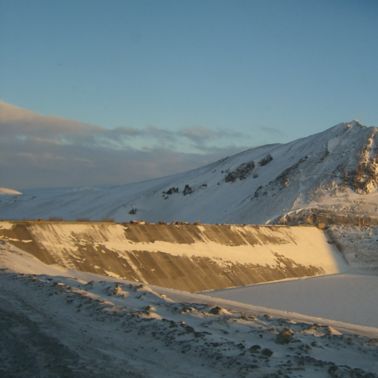 Karahnjukar Hydropower Plant in arctic winter in Iceland