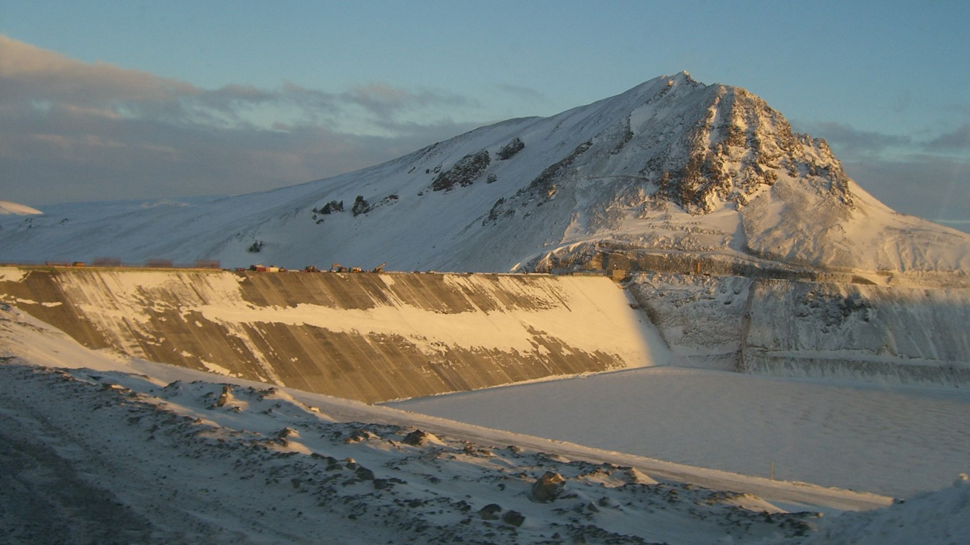Karahnjukar Hydropower Plant in arctic winter in Iceland