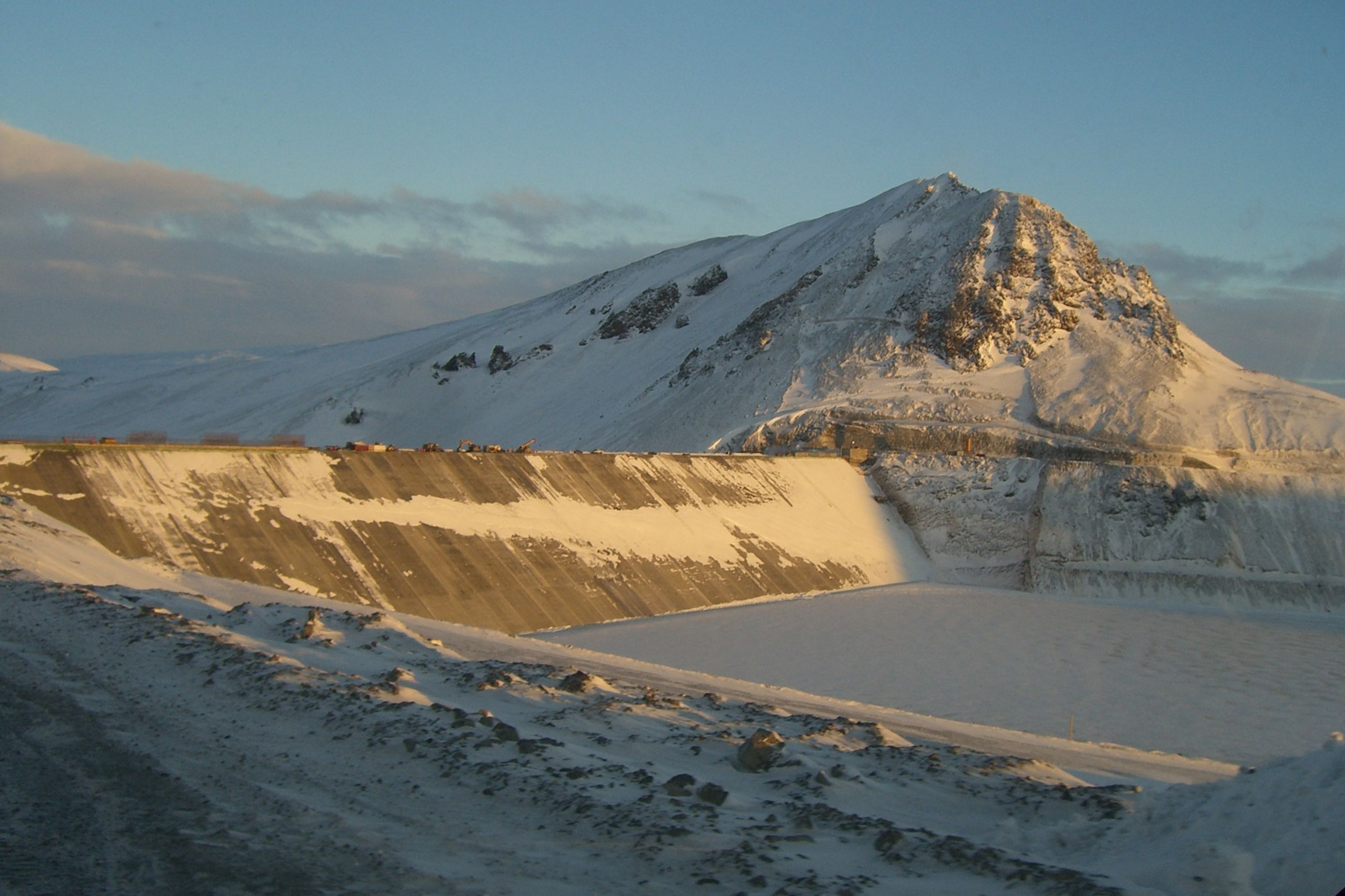 Karahnjukar Hydropower Plant in arctic winter in Iceland