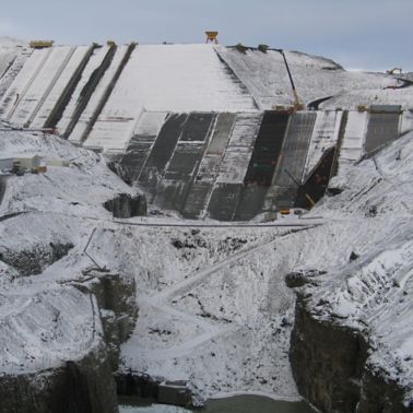 Karahnjukar Hydropower Plant in arctic winter in Iceland