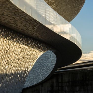 Facade covered with tiles of Leixoes Cruise Terminal in Porto