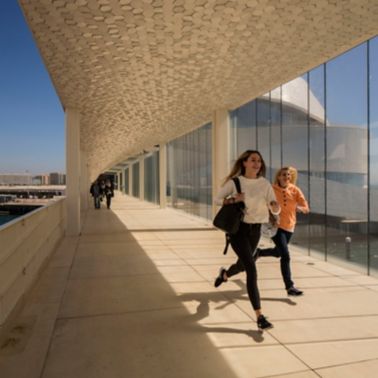 Two girls running at Leixoes Cruise Terminal in Porto Portugal