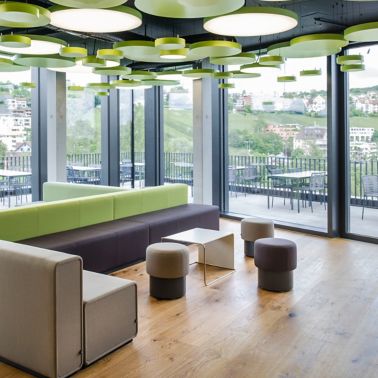 Canteen with terrace in Sika office in Zurich