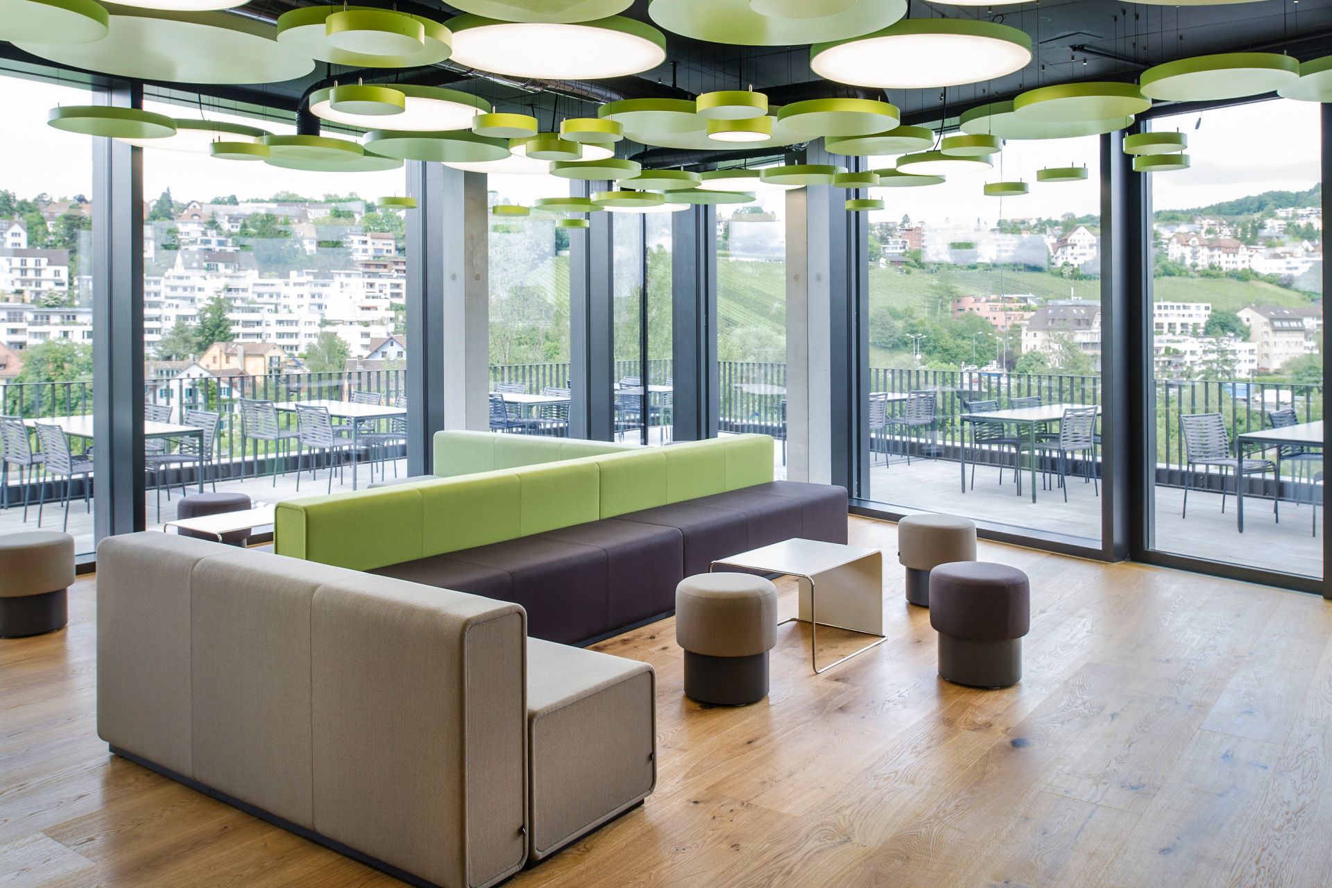 Canteen with terrace in Sika office in Zurich