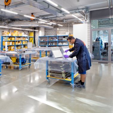 Sika employees working in a lab in Sika office building in Zurich 