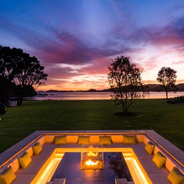 Sunset view from luxury lodge in New Zealand