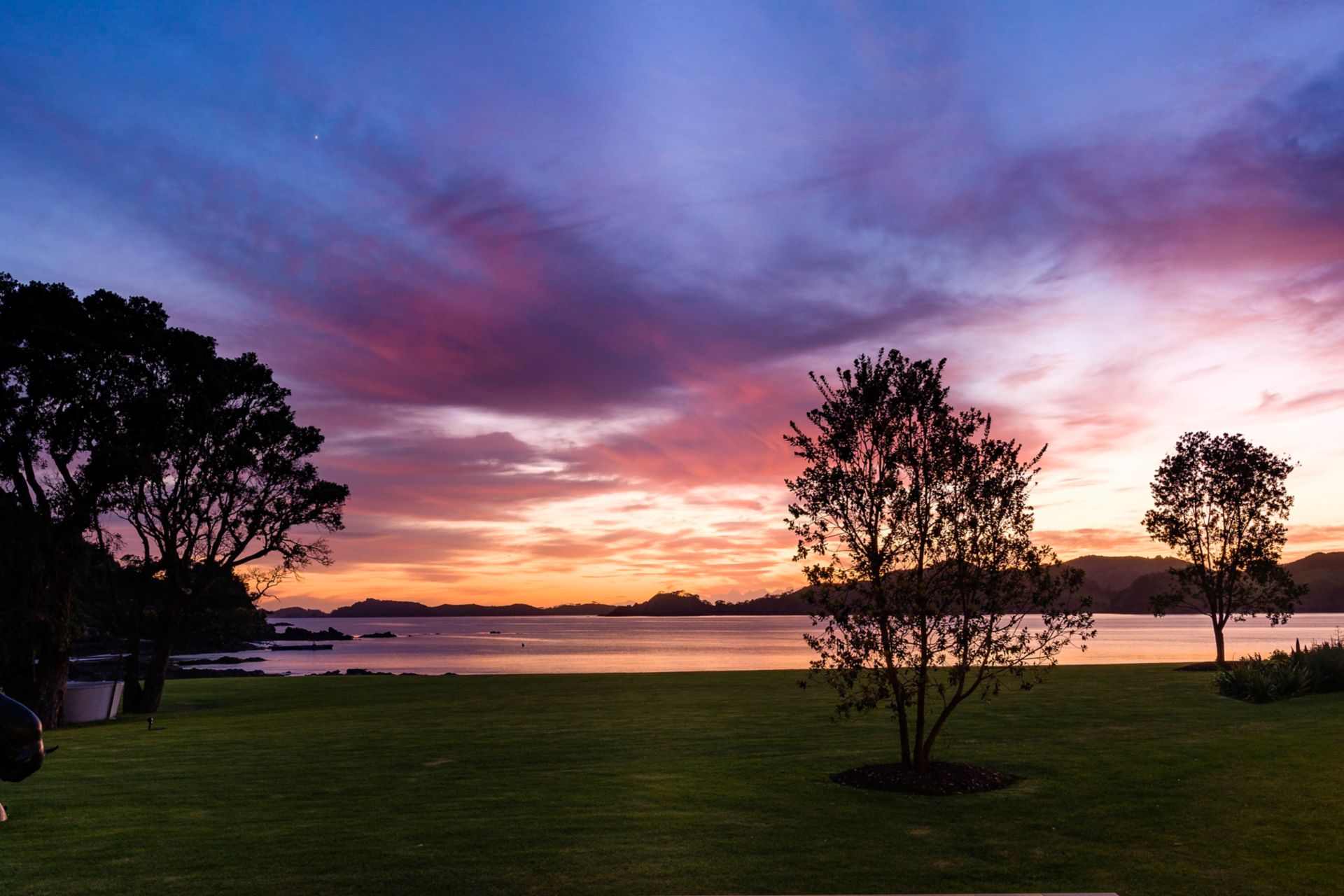 Sunset view from luxury lodge in New Zealand