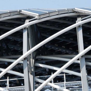 Photovoltaic panel construction on a stadium