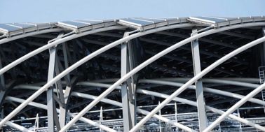 Photovoltaic panel construction on a stadium