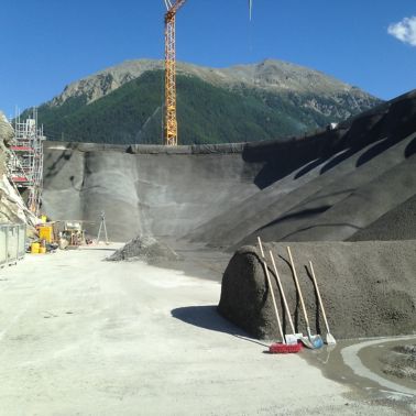 Applying sprayed concrete at Argessa Hydropower Plant, Oberems, Switzerland