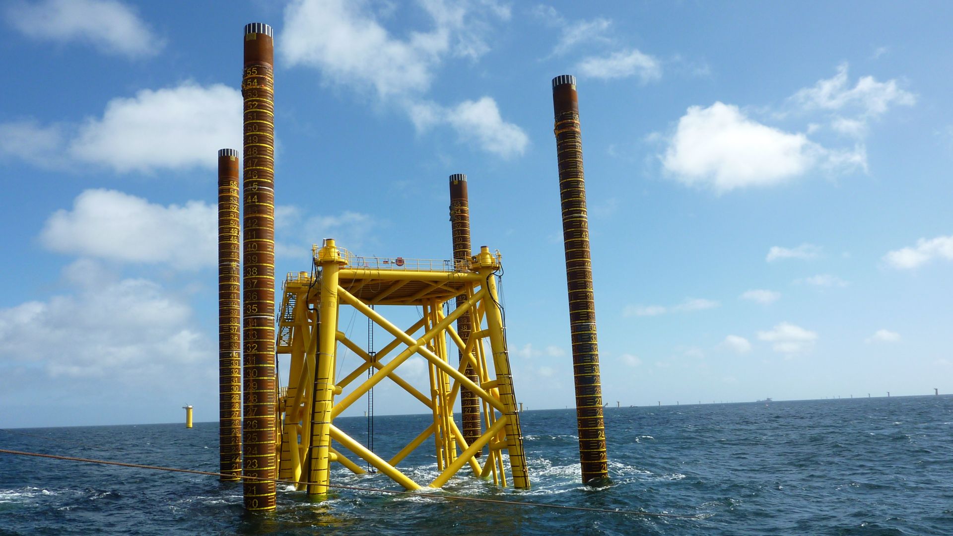 Grouting 4 legged offshore substation structure in the German sector of the North Sore