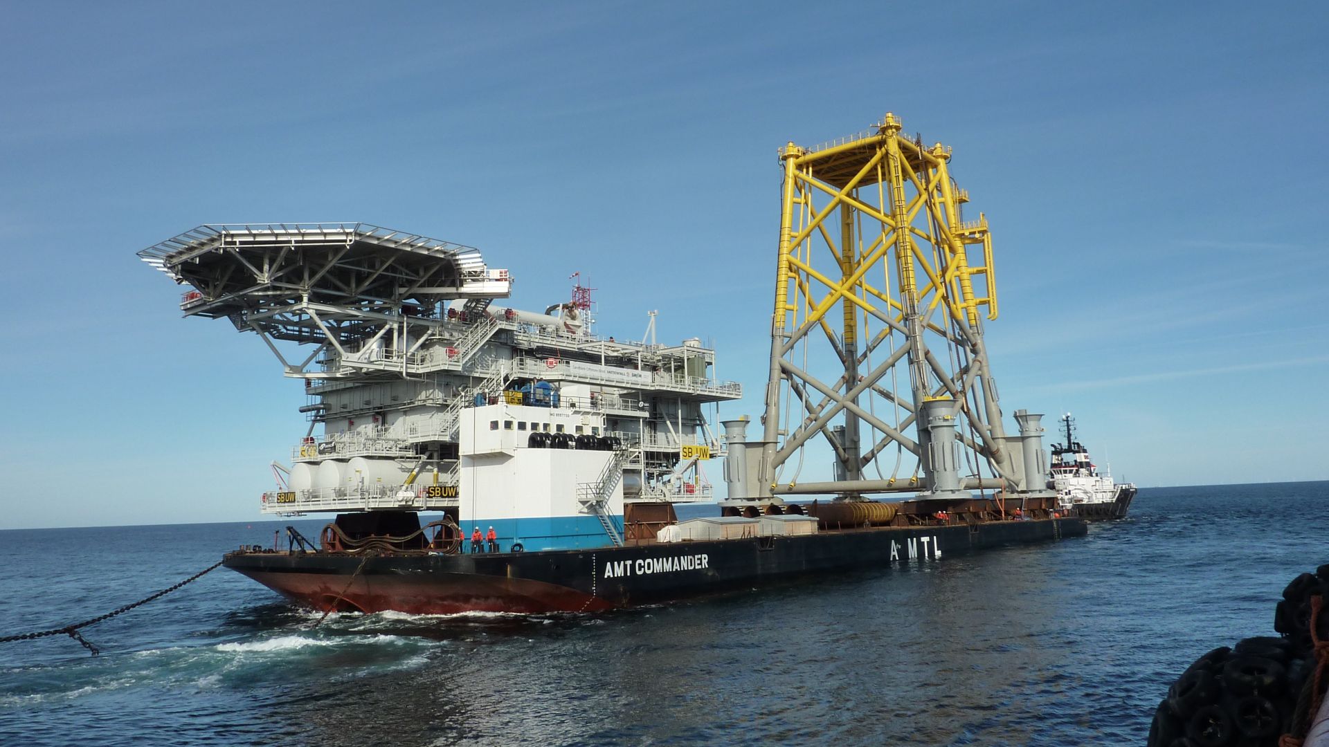 Grouting 4 legged offshore substation structure in the German sector of the North Sore