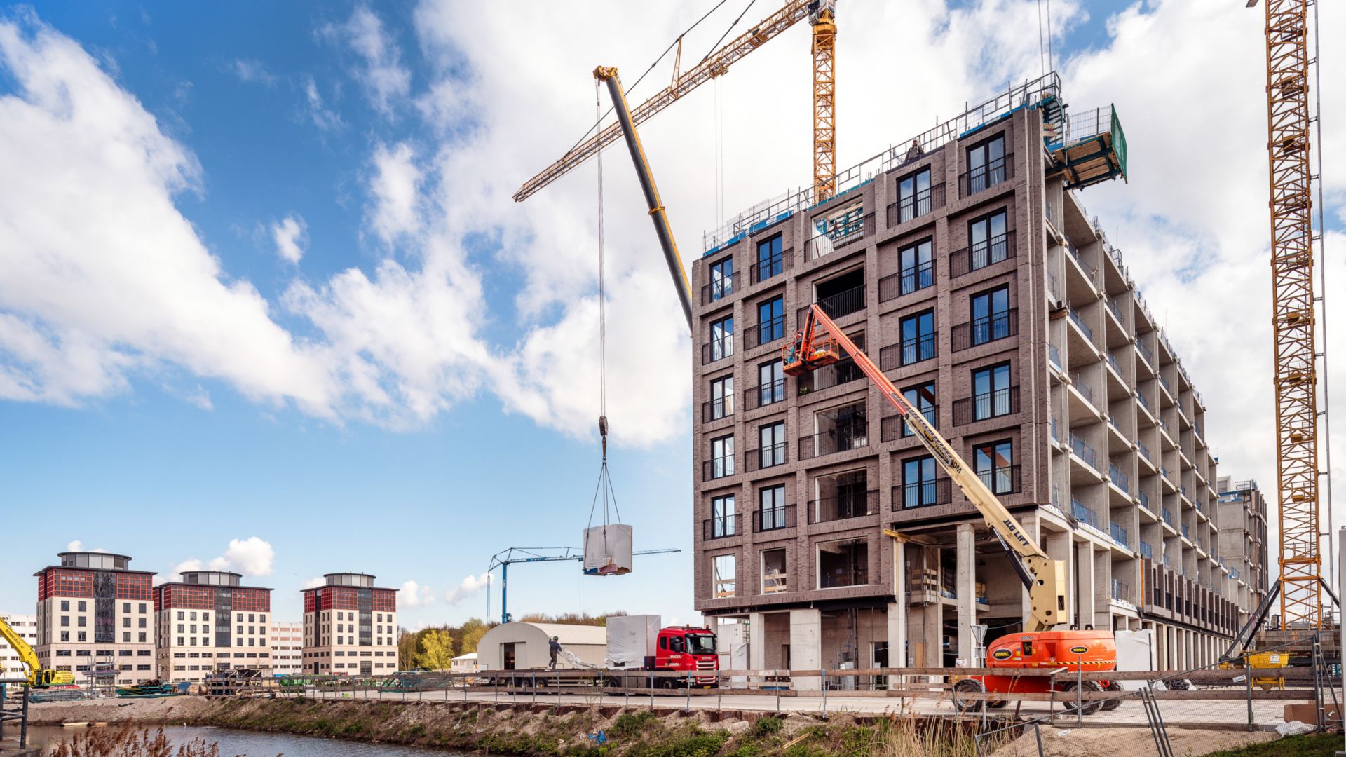 Construction site of the Ourdomain new build apartments in Amsterdam, Netherlands