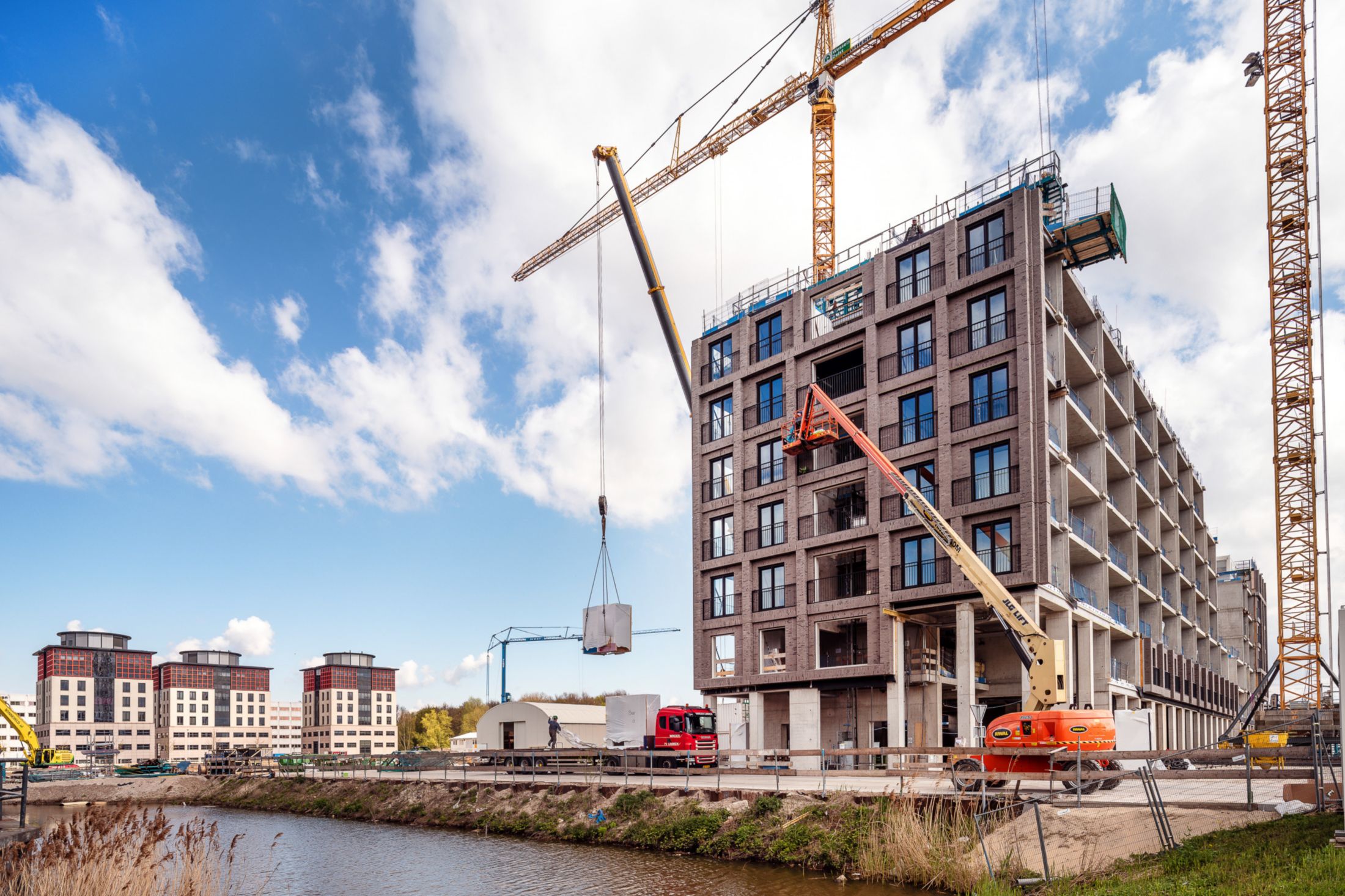 Construction site of the Ourdomain new build apartments in Amsterdam, Netherlands