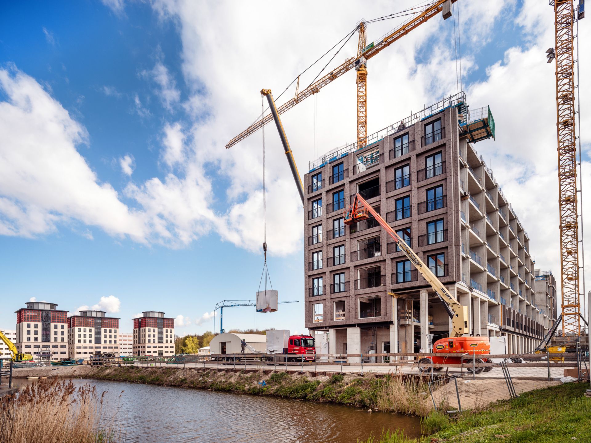 Construction site of the Ourdomain new build apartments in Amsterdam, Netherlands