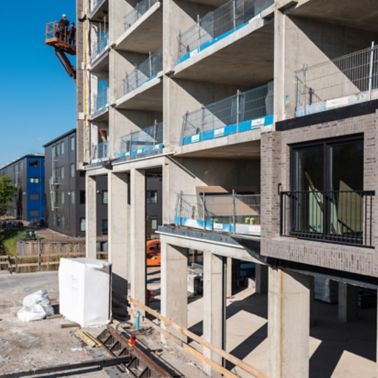 Construction site of the Ourdomain new build apartments in Amsterdam, Netherlands