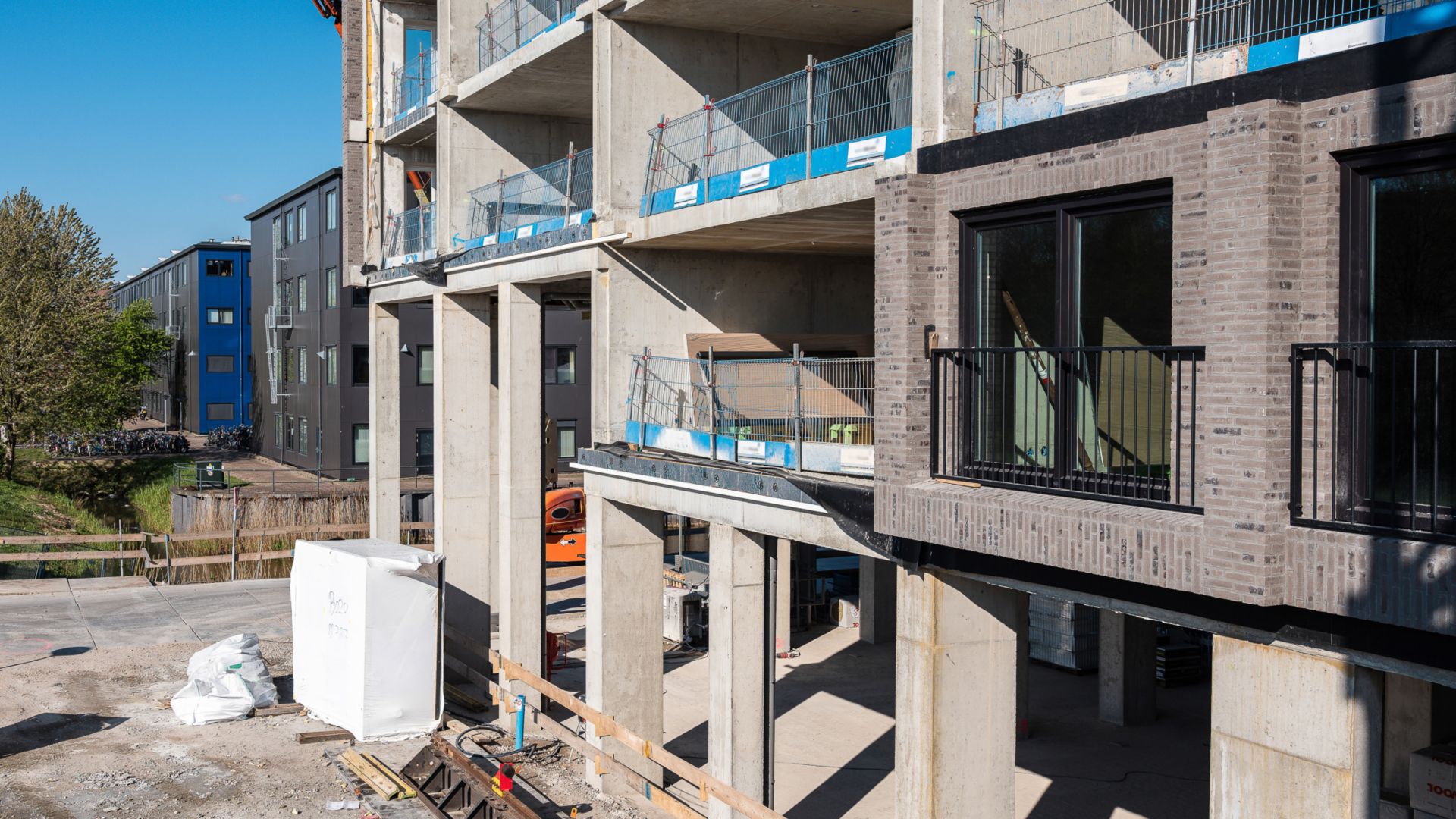 Construction site of the Ourdomain new build apartments in Amsterdam, Netherlands